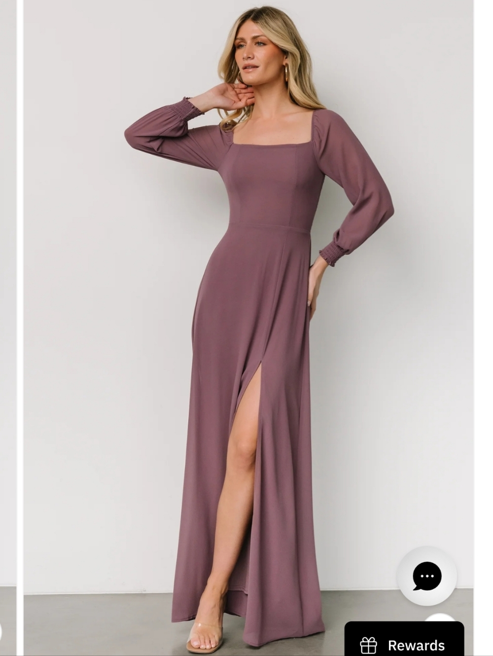 Baltic Born Dusty Mauve Square-Neck Maxi Dress